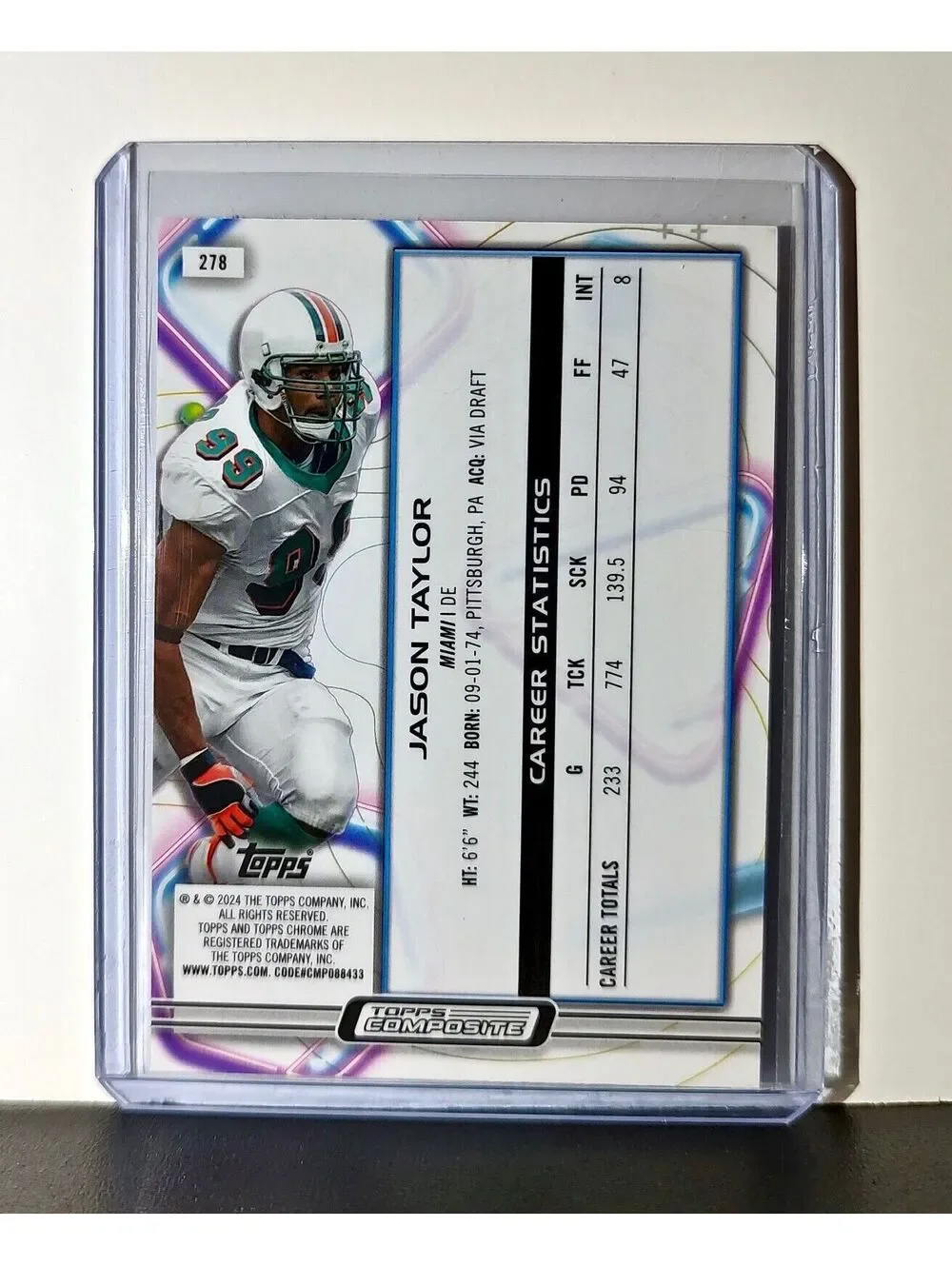 Jason Taylor 2023 Topps Chrome Cosmic NFL #278 Card Miami Dolphins